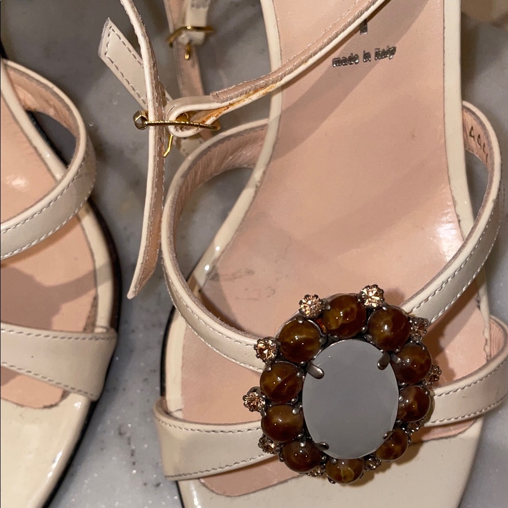 Casadei patent leather Cream Embellished Heels NW - Picture 10 of 13